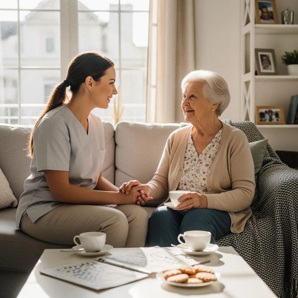 Caregiver with elderly person